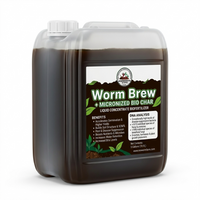 Worm Brew + Micronized Biochar – Lab Tested Living Soil Biofertilizer | Covers 10 Acres | 5 Gallons